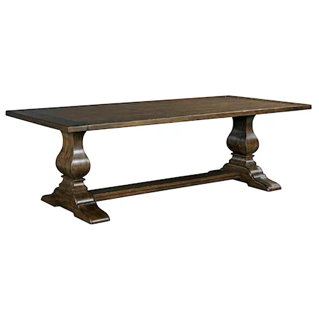 Traditional 94" Rectangular Solid Wood Dining Table with Wood Base